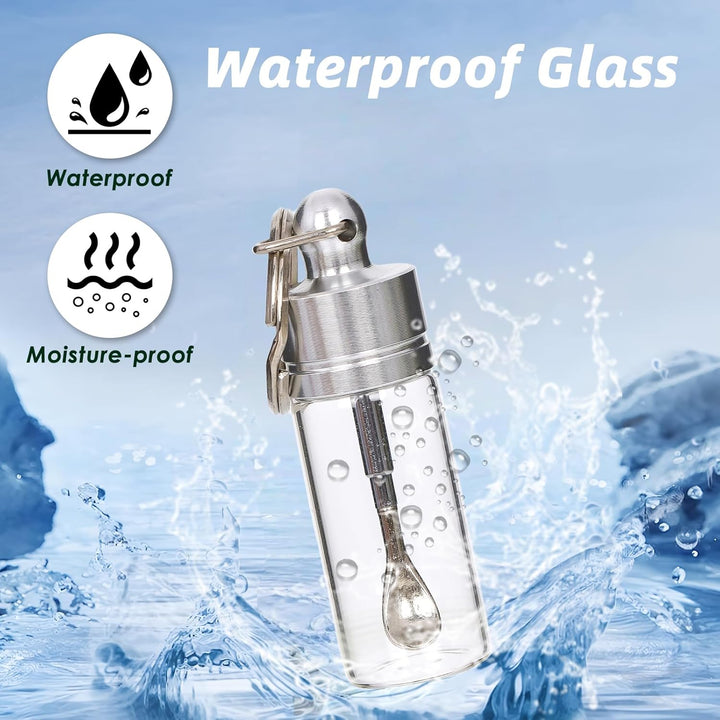 6Pcs Bottle with Spoon, Practical Vial with Spoon Kit, Waterproof Premium Glass Vial for Outdoor Travel(Transparent)