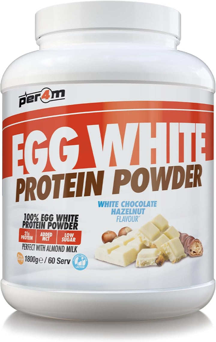 100% Pure Free Range Egg White Protein Powder | High Protein Shake with Added Mcts | Gut Friendly, Lactose-Free & Essential Amino Acids (900G, White Chocolate Hazelnut)