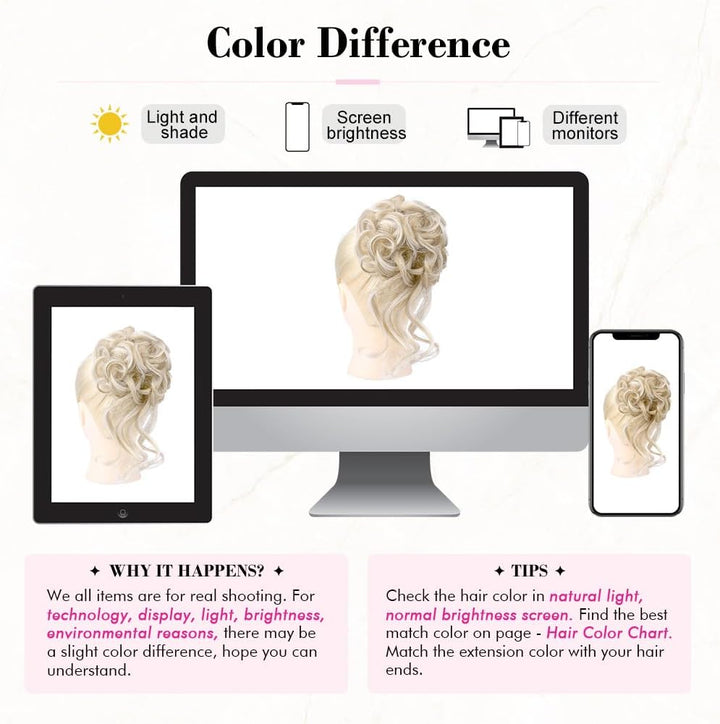 Messy Bun Hair Piece, Tousled Updo Elastic Hair Bun Hairpiece for Women Synthetic Donut Accessories Scrunchies - Light Ash Blonde with Highlights