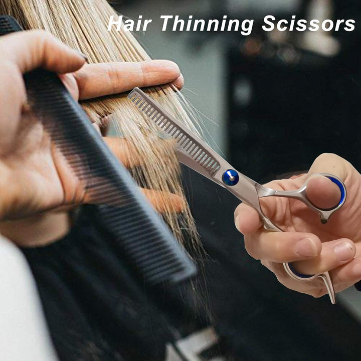Hairdressing Scissors, ZYNWEAI Professional 6 Inch Haircut Scissor & Thinning Scissors Set, Hair Cutting Kit, Haircut Beard Trimming Shaping Grooming for Men Women Children Pets Home Salon Barber