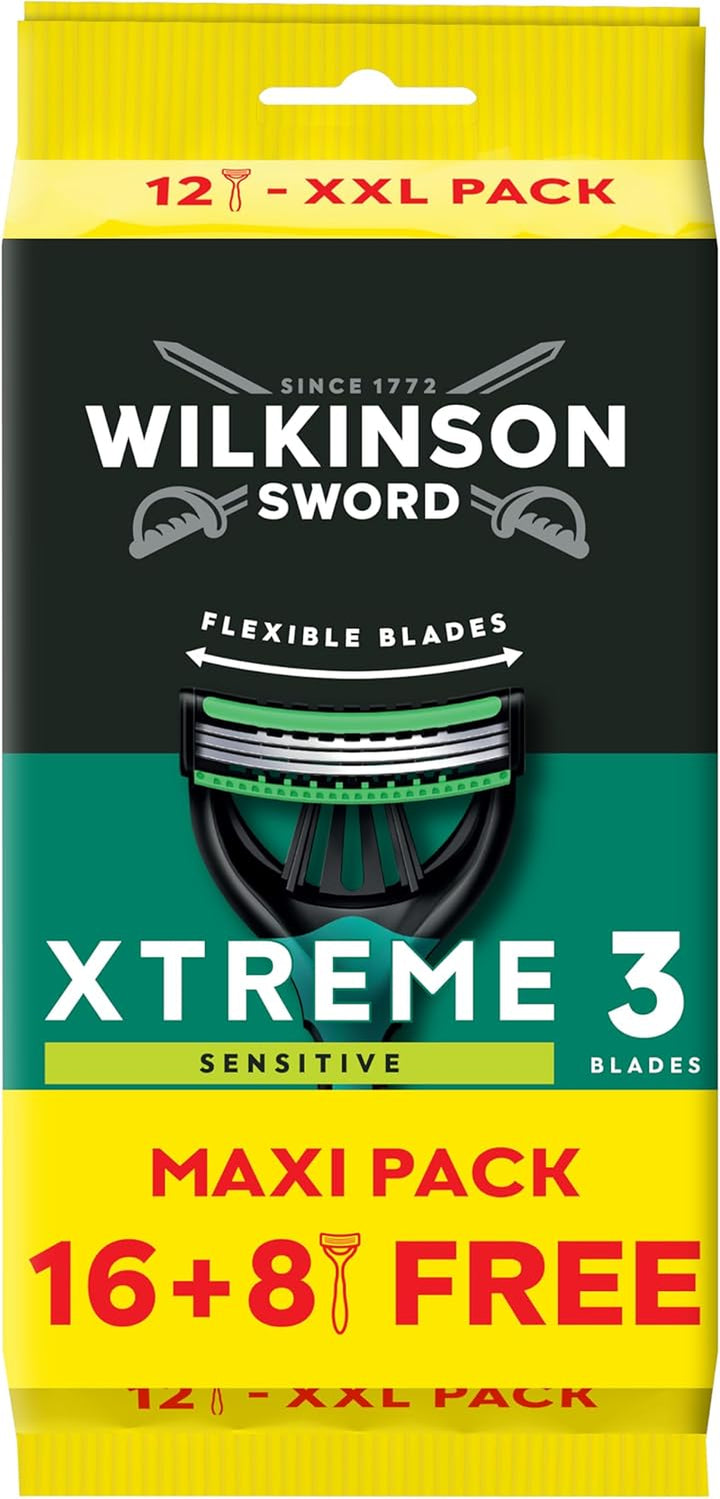 Xtreme 3 Sensitive Men'S Disposable Razors, Great Addition to Wash Bags for Men'S Grooming, Great Shavers for Routine Shaving, 8 Pack