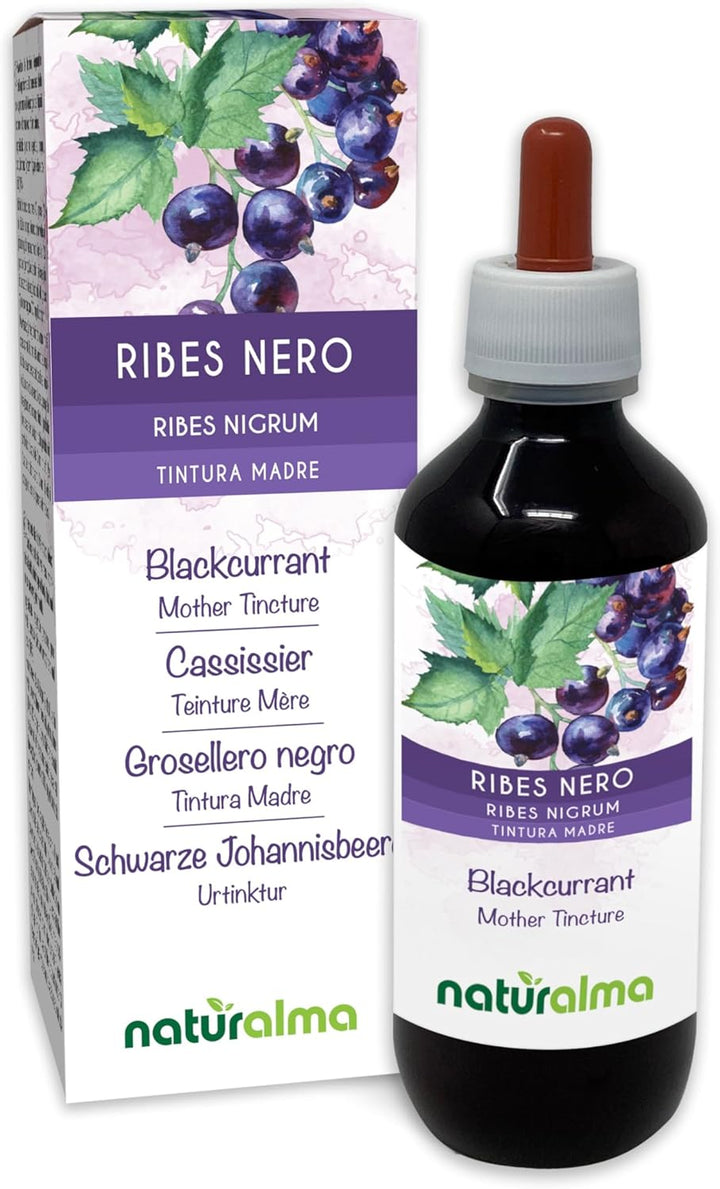 Blackcurrant (Ribes Nigrum) Leaves and Fruits Alcohol-Free Mother Tincture  - Liquid Extract Drops 60 Ml - Food Supplement - Vegan