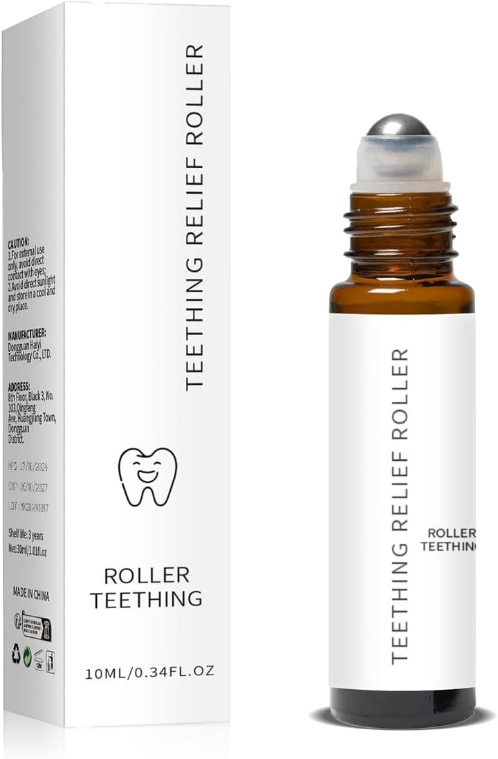 Teething Roller, Baby Teething Oil Soothing Roller, All-Natural Formula, Suitable for Babies. Contains Natural Ingredients Such as Glycerin, Aloe Vera, and Lemon.