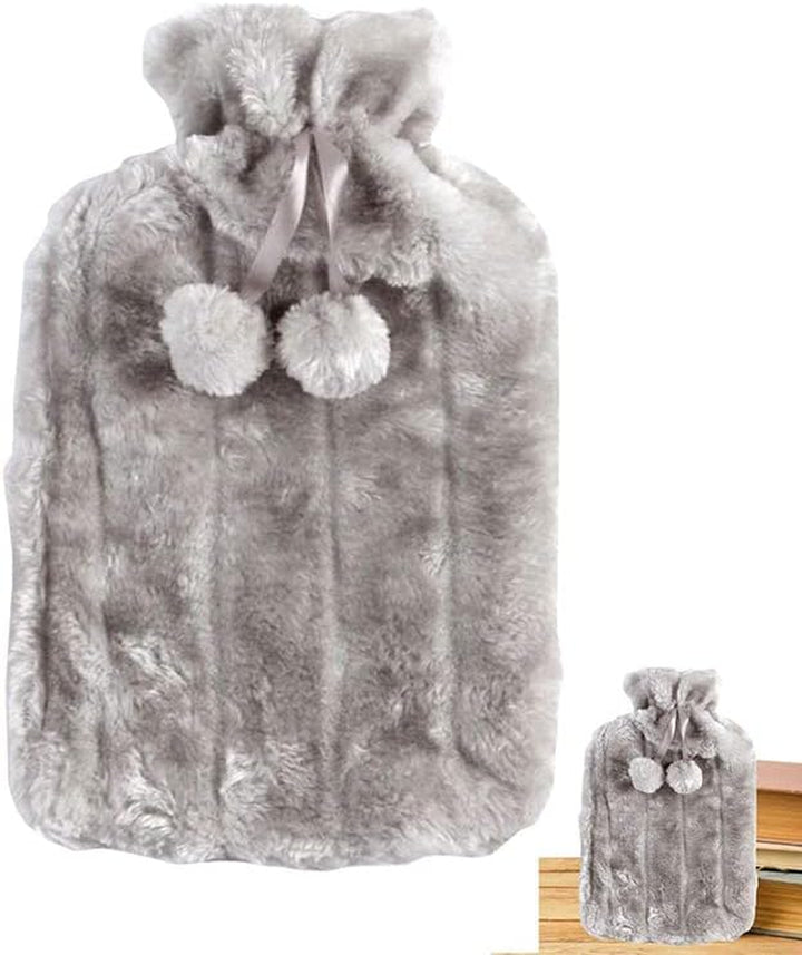 Hot Water Bottle | Cover Only | Thick Soft Fluffy Cover for 2L Hot Water Bag for Hot and Cold Compress Hand Feet Warmer Neck and Shoulder Pain Relief Extra Thick (Gray)