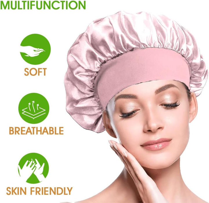 Satin Bonnet, Silk Bonnet for Sleeping, Night Hair Sleeping Caps with Wide Elastic Band, Satin Cap Is Suitable for Long and Curly Hair