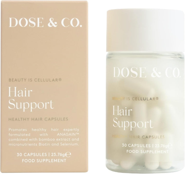 Hair Support Capsules, Vegan Formula with Anagain, Bamboo Extract, Vitamin E, Selenium, Vitamin B6, Biotin for Hair Growth and Strength