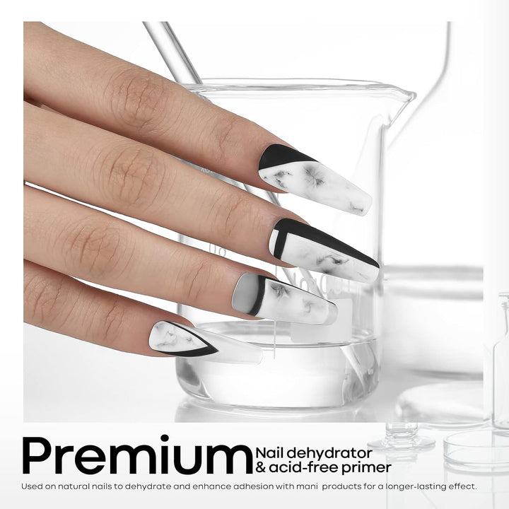 Professional Gel Nail Polish Primer, 2Pcs 15Ml Acid Free Natural Nail Prep Dehydrate, Air Dry Superior Bonding Primer for Acrylic Powder Supplies Set