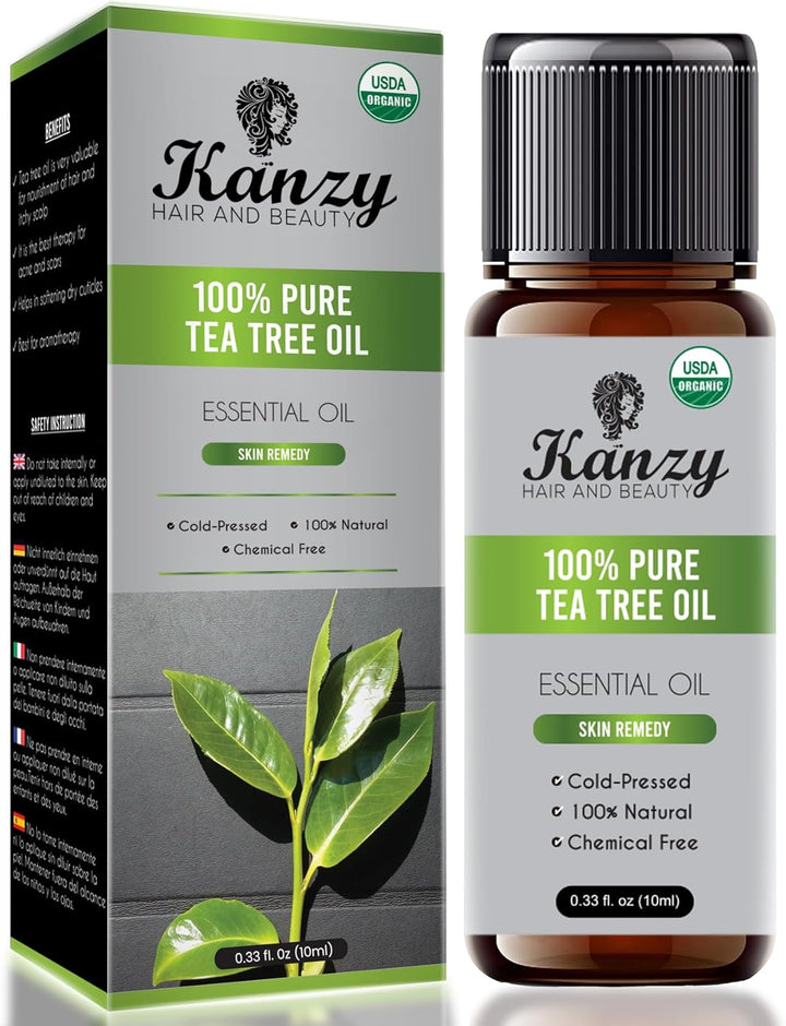 Organic Tea Tree Essential Oil 100% Pure Tea Tree Oil for Skin, Hair, Face, Nails Natural Vegan & Undiluted for Aromatherapy & Diffusers