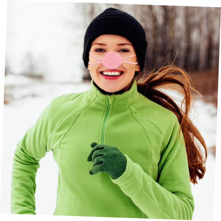 Soft Knit Nose Warmer Mask for Women and Boys and Girls Warm Crochet Nose Cover Shield for Winter Outdoor Activities and Skiing Cold Weather Protection in Pink