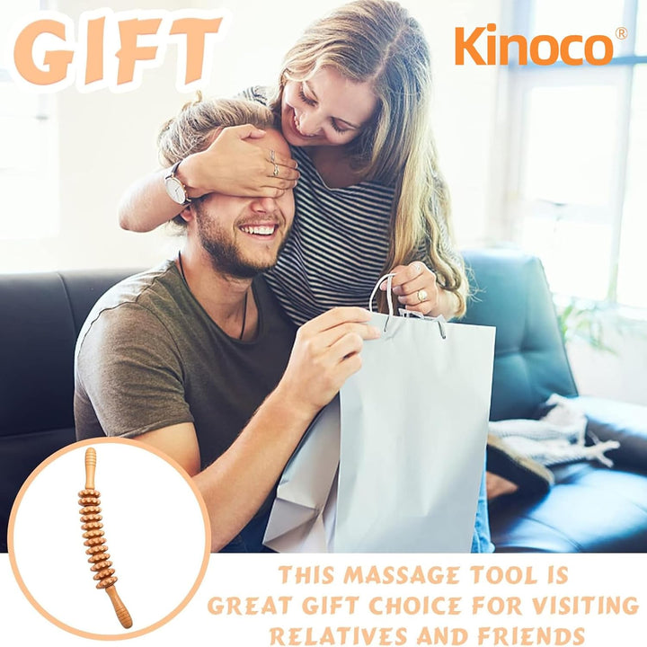 Curved Wood Therapy Massage Roller Tools,Lymphatic Drainage, Cellulite Massage & Wooden Muscle Roller Stick for Waist and Thigh, Stomach Rolling Massager Tool