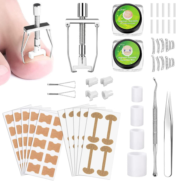 Ingrown Toenail Removal Kit Ingrown Toenail Treatment Tool Kit Ingrown Toenail Corrector Tools with Toenail Braces, Podiatry Tools, Ingrown Toenail Corrector Strips and Patch for Toe Pain Relief