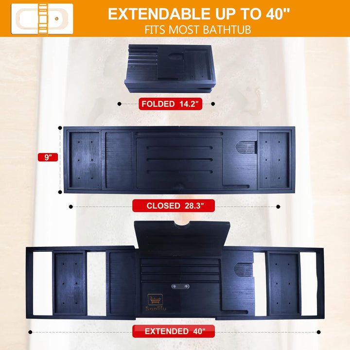 Premium Bathtub Tray Caddy - Expandable Bath Tray - Adjustable Bathroom Tray for Tub - Luxury Bath Caddy Tub Table - Unique House Warming Gifts New Home