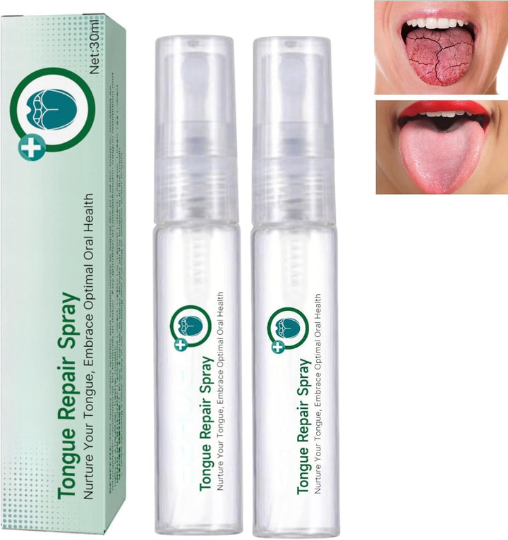 2Pcs Tongue Repair Spray,Sore Tongue Relief,Breath Fresheners,Fissured Tongu/E Relief Spray,Tongu/E Moisturizing S/Pray,Instant Dry Mouth R/Elief,Mou/Th Spra/Y for Dryness
