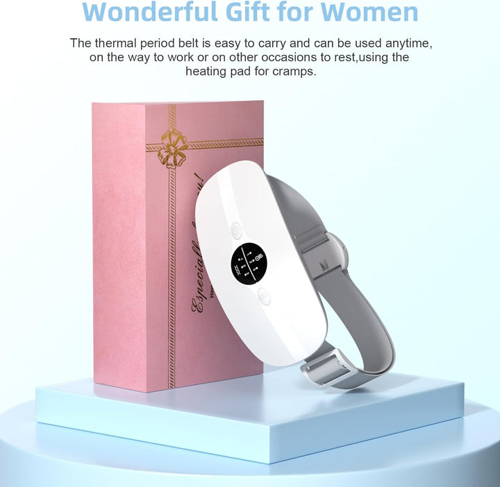 Rechargeable Heat Pad with 3 Heating & Vibration Modes - Period Pain Relief for Back & Stomach - Portable Heating Pad Gift for Women