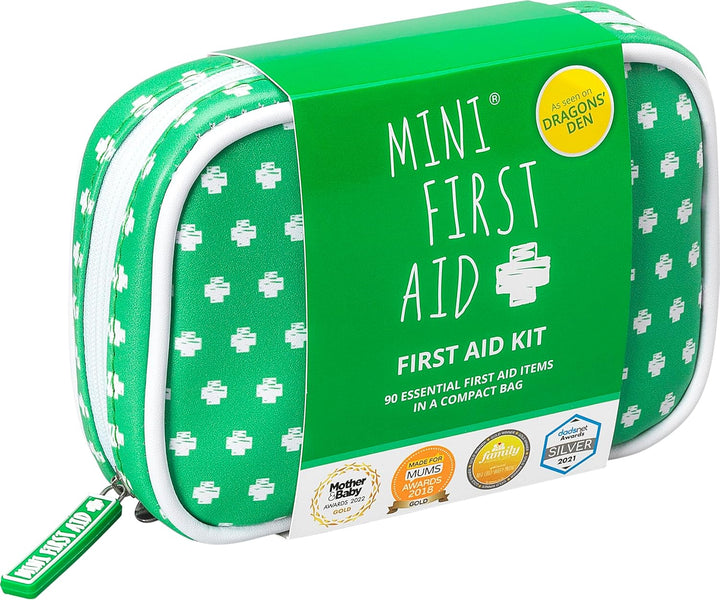 Kit - 90 Items Kids First Aid Kit Includes Plasters, Bandages, Scissors, Tweezers & Burn Gel – for Car, Home, Office, Travel & Camping - Ideal for Babies & Kids – as Seen on Dragons Den