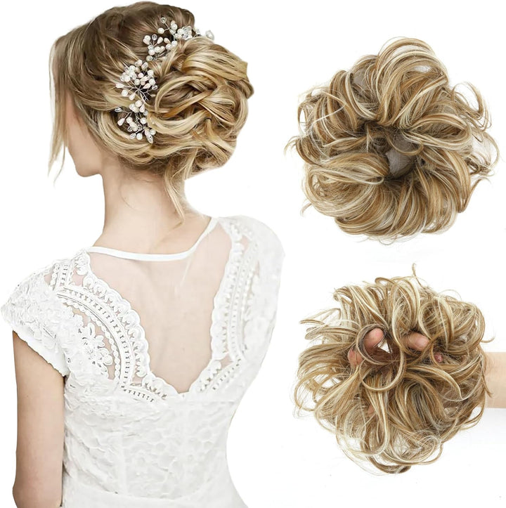 Messy Bun Hair Piece for Women,Curly Wavy Hair Scrunchies Bun Extensions Hairpieces,Synthetic Hair Chignons Accessories Updo for Girls(18/22#,35G)