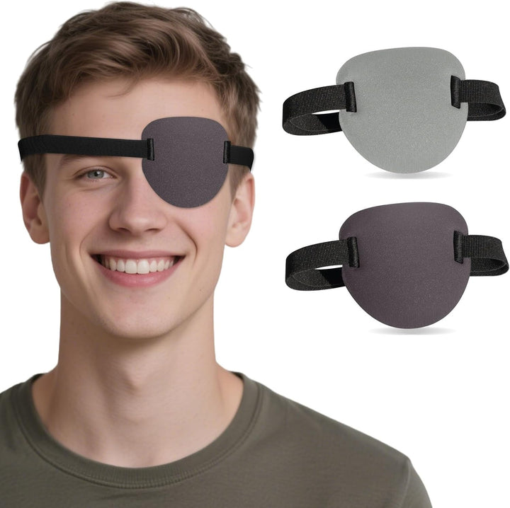 2 Pcs Eye Patches,Eye Patch for Adults,3D Medical Adjustable Eyepatch for Right or Left Eye,One Eye Cover for Lazy Eye,Pirate Costume(Black)