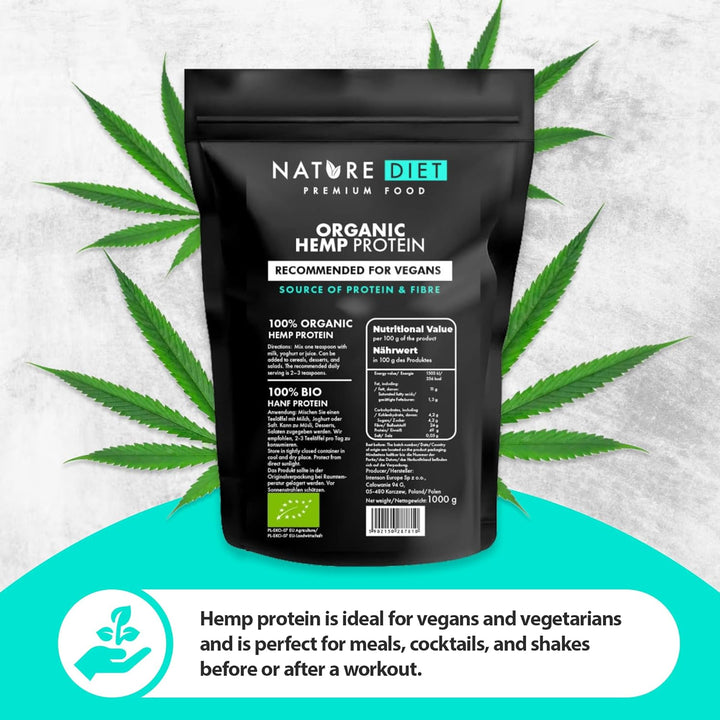 - Organic Hemp Protein 1000G , Vegan , Protein Powder , Plant-Based