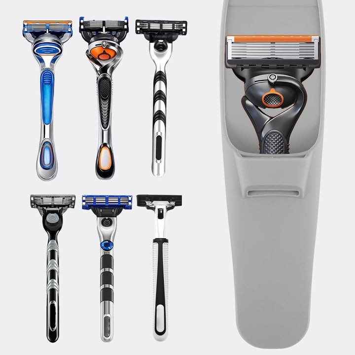 1Pcs Silicone Razor Travel Carrying Case,Waterproof Shaver Protector Shell Protective Bag Safety Case Beard Trimmer Storage Uniex for Manual Razor Storage and Travel (Gray)