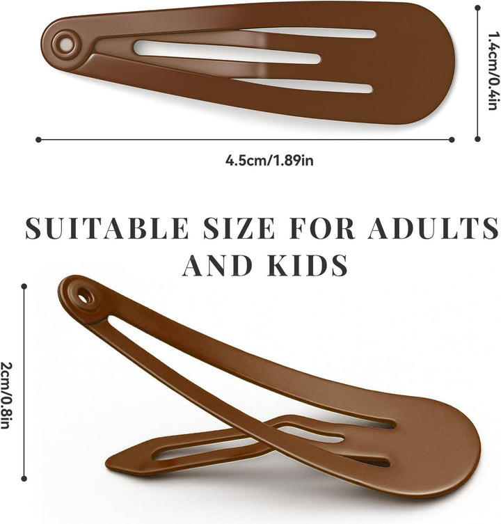 Hair Clips Brown Women 2 Inch Metal Hair Clips Snap Clips Kids Barrettes Girls' Hair Accessories(24 PCS Brown)
