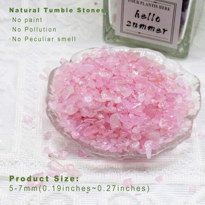 Rose Quartz Chips Stones,Fish Tank Gravel and Pink Healing Crystals Bulk for Decorate,Tumbled Stone Shaped Stones for Plants,Reiki,Succulents Crafts,Vases Filler, Aquarium Gravel 100G.