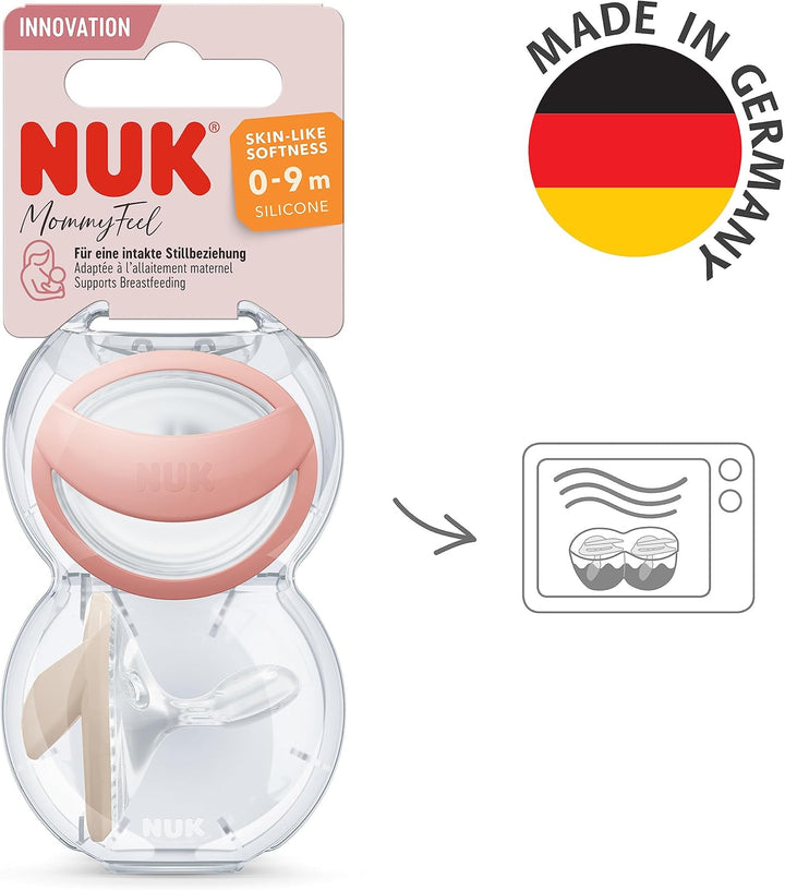 Mommyfeel Baby Dummy | 0-9 Months | Breastfeeding Friendly Soothers | Bpa-Free Silicone | Blush & Sandstone | 2 Count