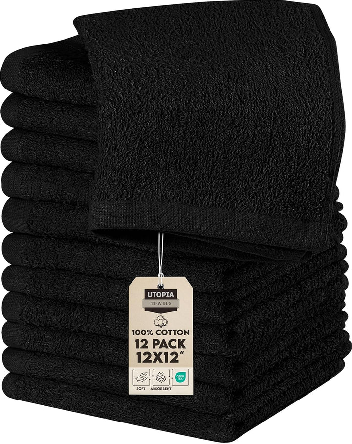 - Cotton Washcloths Set - 30 X 30 Cm, White - 100% Ring Spun Cotton, Premium Quality Flannel Face Cloths, Highly Absorbent and Soft Feel Fingertip Towels (24-Pack, White)