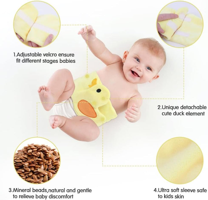 Baby Colic Relief, Reusable Heated Tummy Wrap for Newborns, Belly Relief by Soothing Warmth, Baby Heating Pad Swaddling Belt for Gas Relief, Upset Stomach, Baby Reflux - Yellow Duck