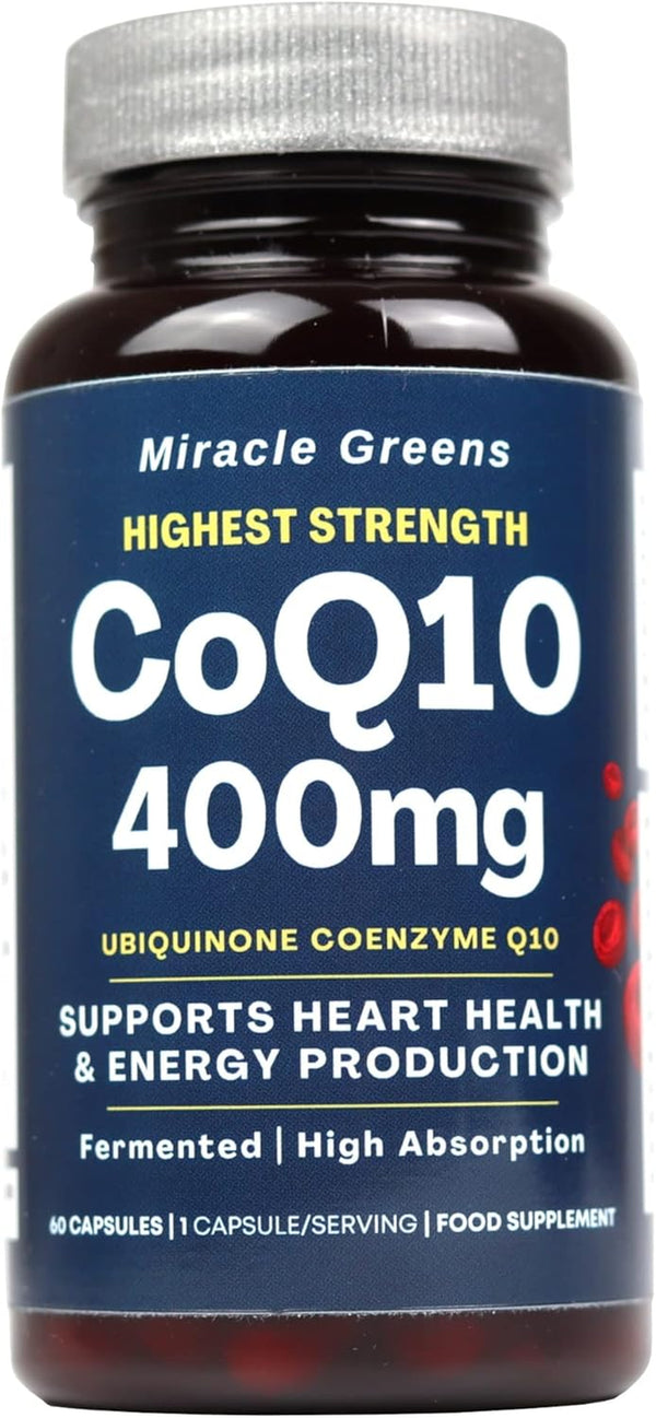 Coq10 400Mg - Highest Strength Ubiquinone Coenzyme Q10 | Powerful Antioxidant for Heart and Vascular Health, Essential for Energy Production | 60 Capsules - 2 Month Supply | Made in the UK