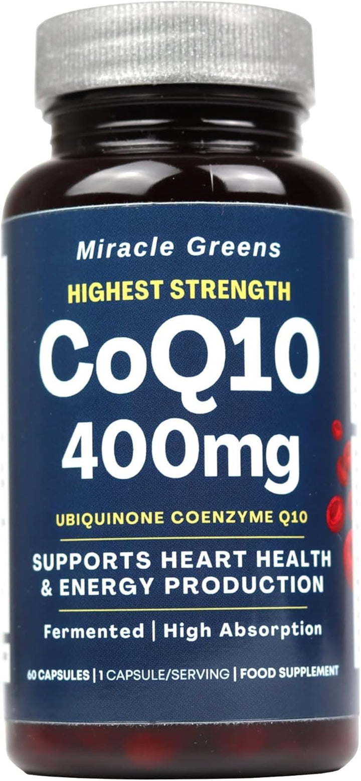 Coq10 400Mg - Highest Strength Ubiquinone Coenzyme Q10 | Powerful Antioxidant for Heart and Vascular Health, Essential for Energy Production | 60 Capsules - 2 Month Supply | Made in the UK