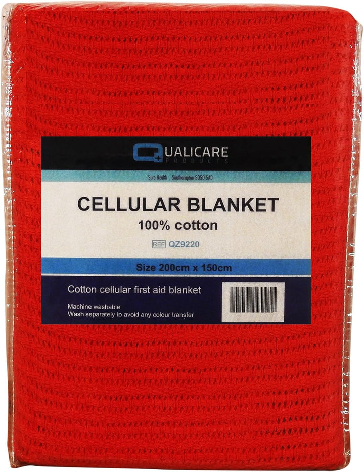 Premium Large 2M X 1.5M Cellular First Aid Medical Red Casualty Cotton Blanket - Single Pack