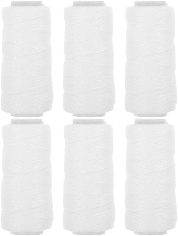 6 Rolls White Cotton Facial Threading Strings Hair Remover Tool for Smooth Skin, Eyebrow, and Chin Hair Removal