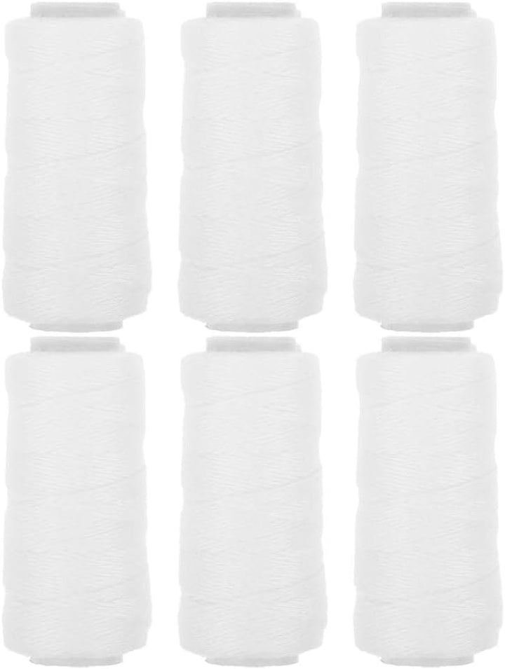 6 Rolls White Cotton Facial Threading Strings Hair Remover Tool for Smooth Skin, Eyebrow, and Chin Hair Removal