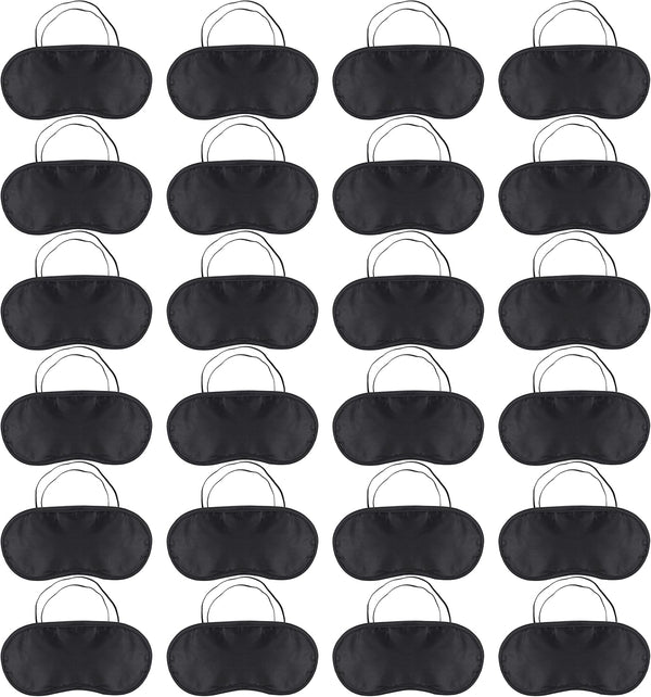 24 Pack Sleep Eye Mask Shade Cover, Soft Blindfold Travel Sleep Cover Comfortable Lightweight Eye Sleeping Mask for Travel, Sleeping, Lunch Break (Black)