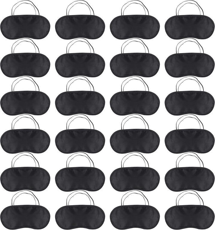 24 Pack Sleep Eye Mask Shade Cover, Soft Blindfold Travel Sleep Cover Comfortable Lightweight Eye Sleeping Mask for Travel, Sleeping, Lunch Break (Black)