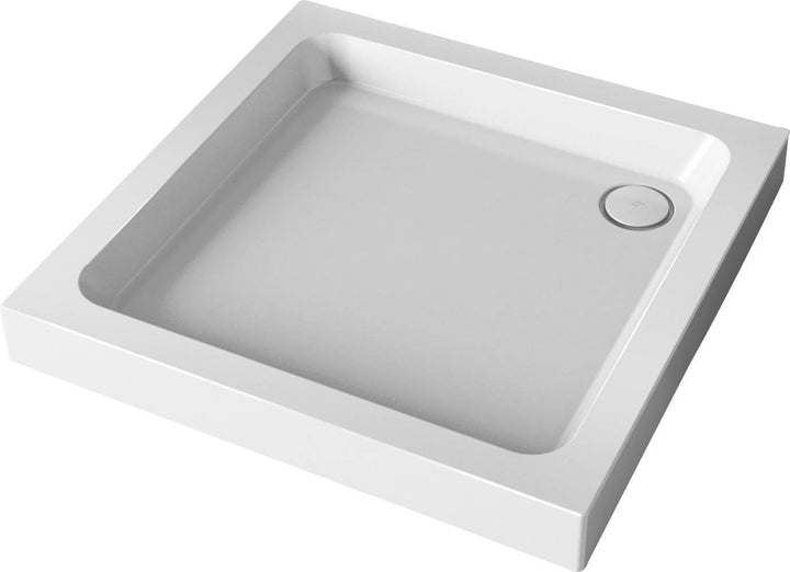 Flight 0 Upstands Flight Square Shower Tray with Waste, 76 Cm Length X 76 Cm Width, White