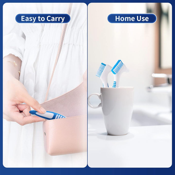 2 Denture Brush with Double Side Soft Bristles, Denture Cleaning Toothbrush for Cleaning Denture, Retainers,Invisible Braces