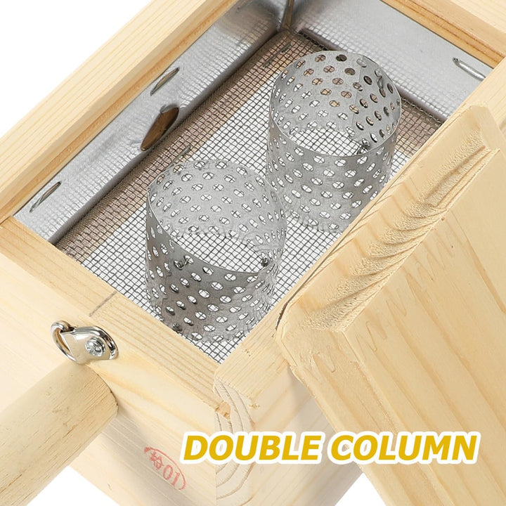 Wooden Moxibustion Box with Handle - Dual Column Moxa Holder for Home Use, Promotes Circulation and Disperses Cold, Ideal for Health Centers and Beauty Clubs (17X13X9.5Cm)