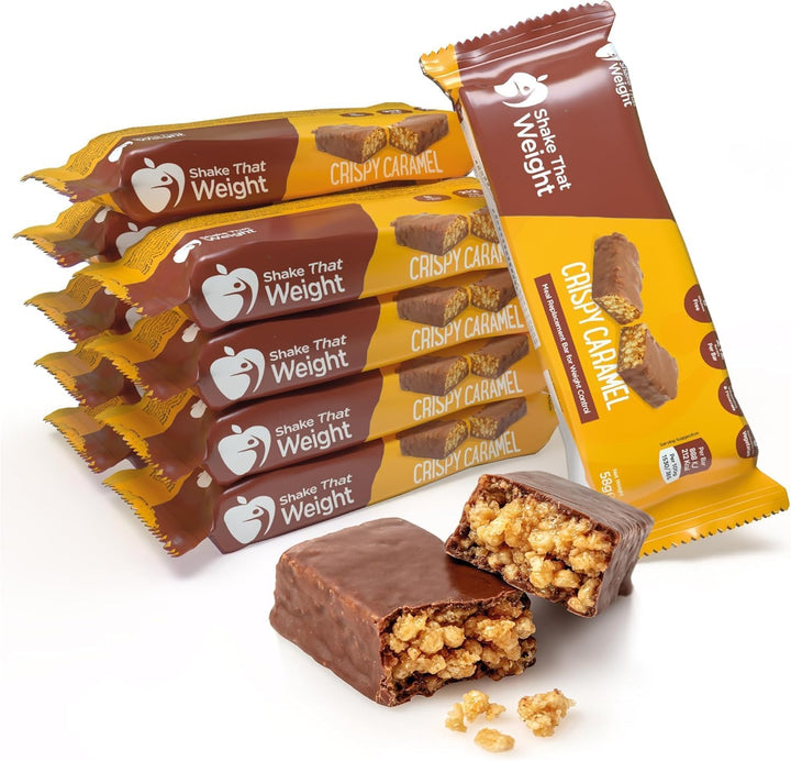 Crispy Caramel Meal Bars - 10 Meals, 15G Protein, Gluten-Free, Low Sugar Meal Replacement Bars for Weight Loss, High Fibre, Vegetarian