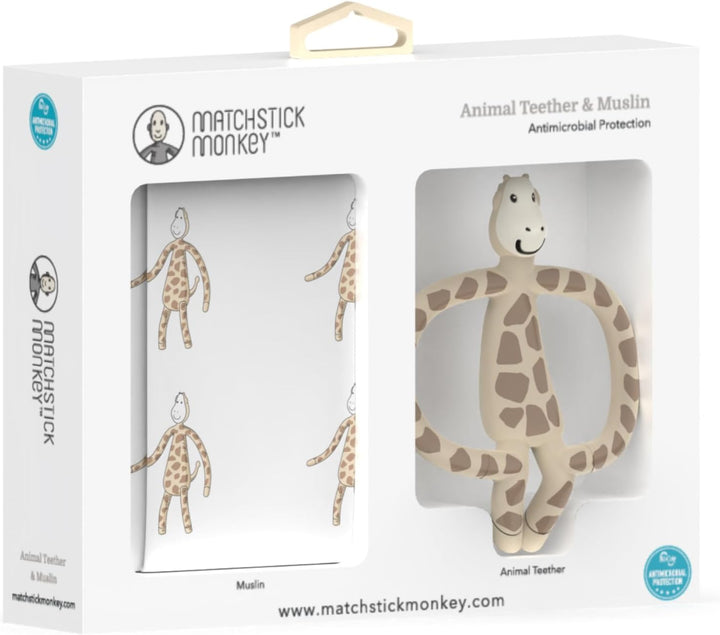 , Antimicrobial Teething Gift Set - 1 Banana Shaped Soother and 1 Animal Teether, 3 Months Old+, Banana & Monkey