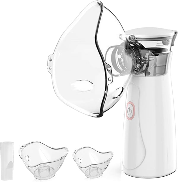 Nebuliser Machine for Adults & Kids, Portable Handheld Inhaler, Ultrasonic Rechargeable Nebulizer with 2 Masks & Mouthpiece, Easy to Use & Clean, Silent Nebuliser for Home & Travel