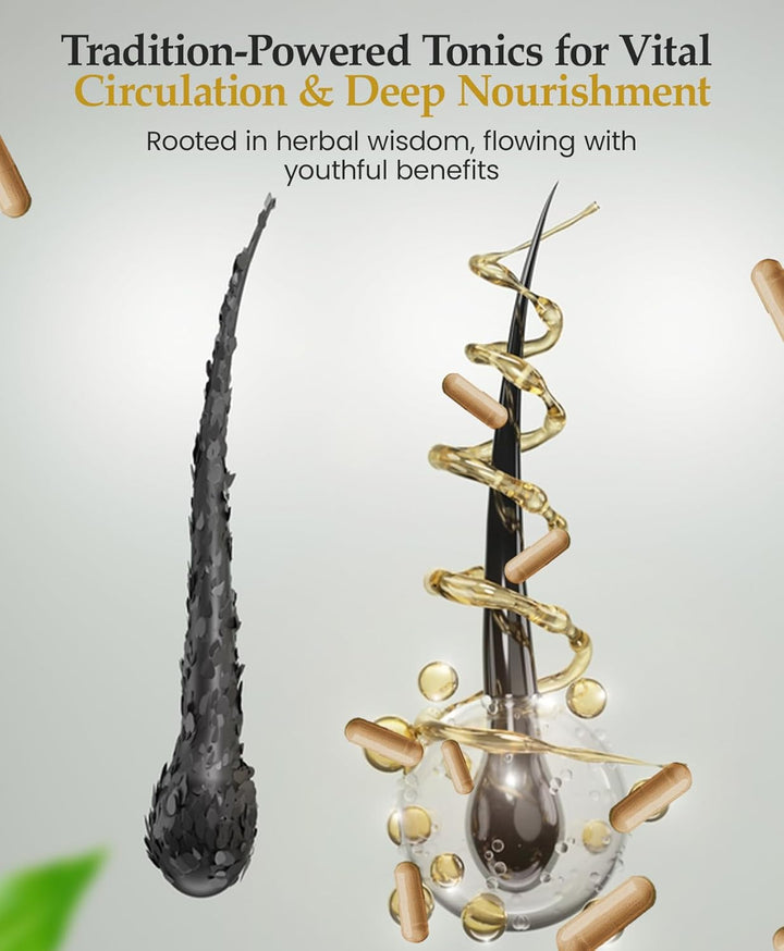 Rehmannia Root HPMC Capsules 980Mg Prevent Grey Hairs Maintain Hair Colour Health Fatigue Kidney Adrenal Glands Vegan Halal Kosher (90 Capsules)