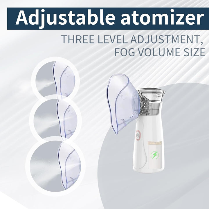 Nebuliser Machine for Adults & Kids, Portable Handheld Inhaler, Ultrasonic Rechargeable Nebulizer with 2 Masks & Mouthpiece, Easy to Use & Clean, Silent Nebuliser for Home & Travel