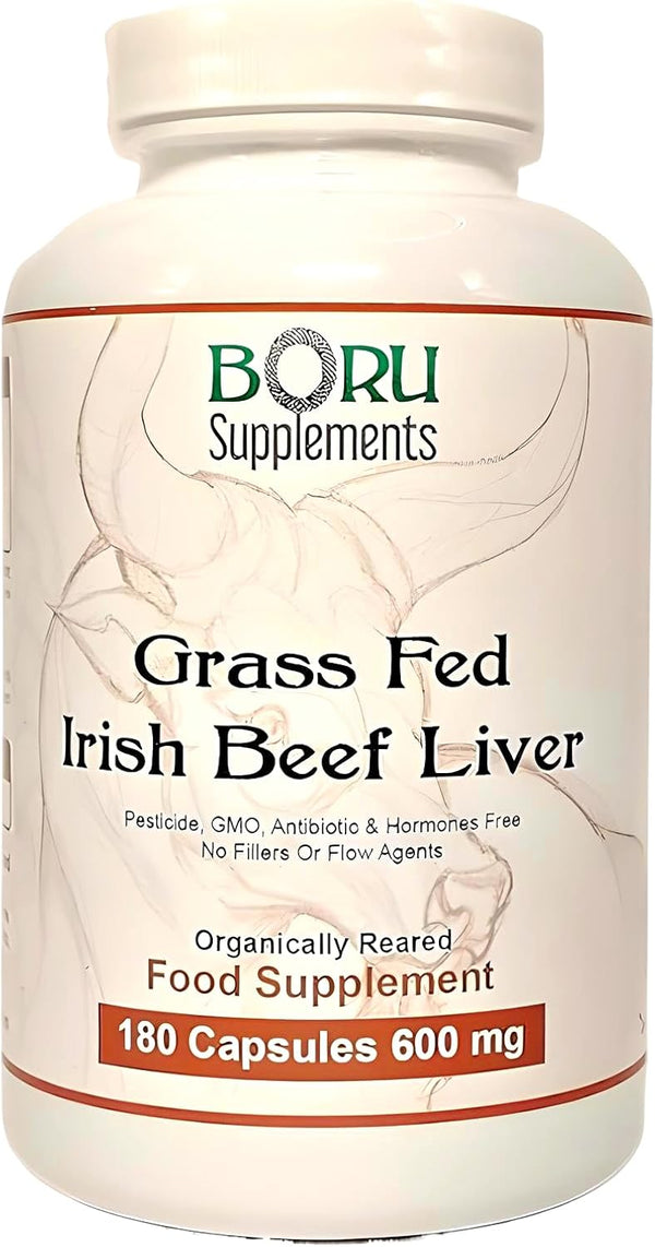 Boru Organic Grass Fed Irish Beef Liver Capsules (180 Capsules) Organically Reared