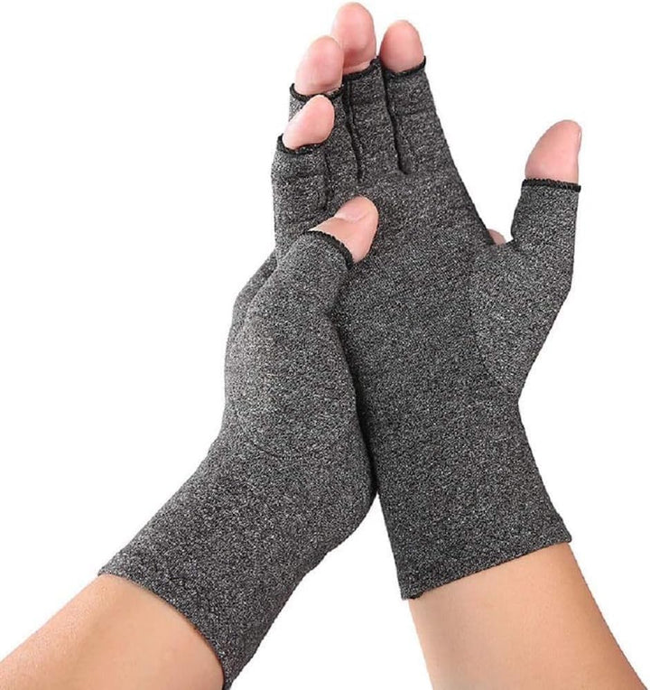 Anti-Arthritis Gloves Women & Men - Compression Gloves for Arthritis Pain Relief, Carpal Tunnel, Injuries - Fingerless Gloves for Women & Fingerless Gloves for Men (Medium, Grey)