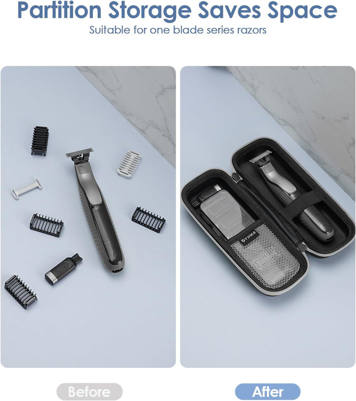 Hard EVA Travel Case for Oneblade & Braun Series 7/9, Waterproof Electric Shaver Men Storage Box with Attachment Organizer, Protective Case for Razor