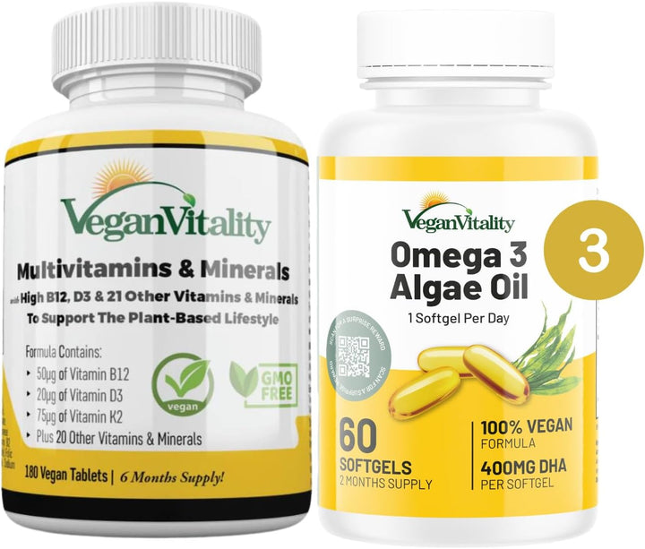 Vegan Multivitamins & Minerals with High Strength Vitamin B12, D3 & K2. 180 Multivitamin Tablets - 6 Months Supply. Designed for Vegans & Vegetarians.