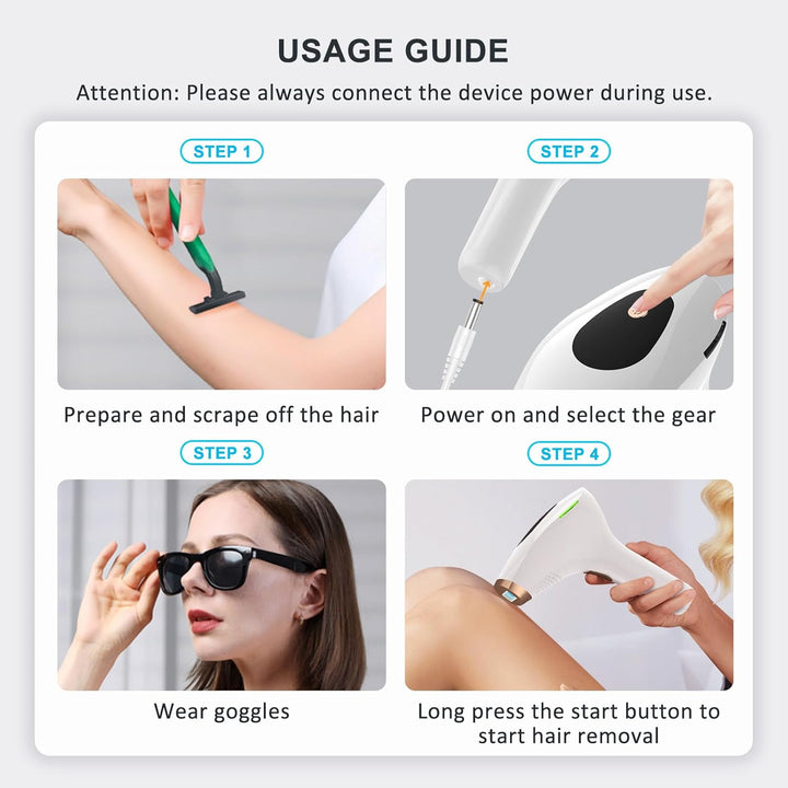 IPL Hair Removal Devices,  Laser Hair Removal Device 999.999 Flashes for Women/Men, up to 1200NM Wavelength, Two Mode, High Energy Levels Painless Laser Hair Removal for Whole Body (White)