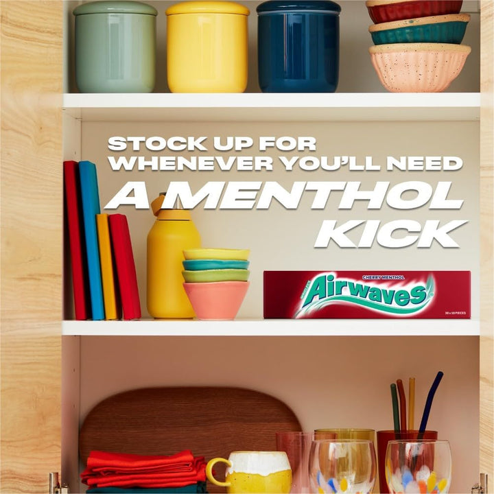 Chewing Gum Cherry Menthol, 30 Packs of 10 Pieces, Sugar Free Chewing Gum Bulk Pack with Menthol Freshness (300 Pieces)