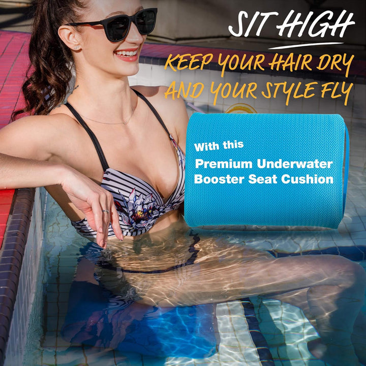 Hot Tub Booster Seat, 15 X 12 X 5 Inches - Hot Tub Pillow with Non-Slip Micro Dot Bottom and 6 Weighted Sections - Quick Dry Bath Accessories for Indoor or Outdoor Spa